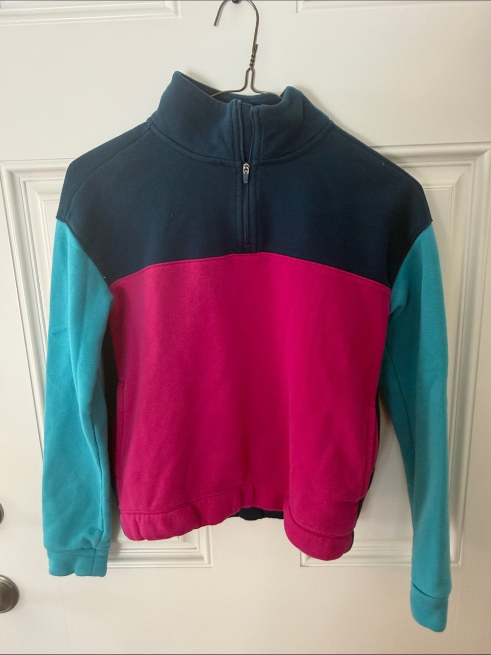 tek gear Colorblock Quarter-Zip Fleece in Navy, Magenta & Teal